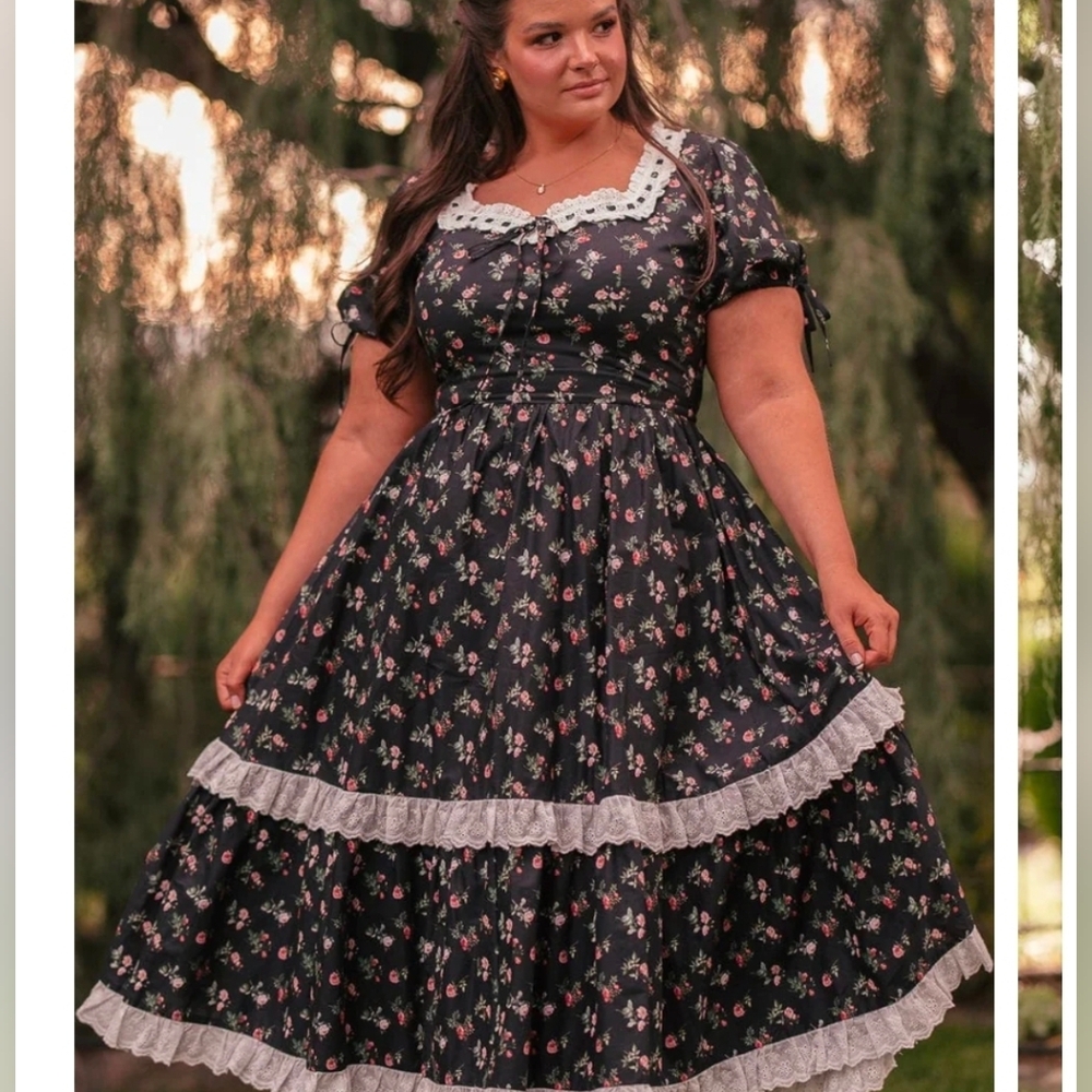 Jessakae Black Floral Fawn Dress XXL Cottagecore Fairytale Dress BNWT